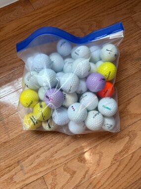 59 Assorted White and Colored Golf Balls - Mixed Brands